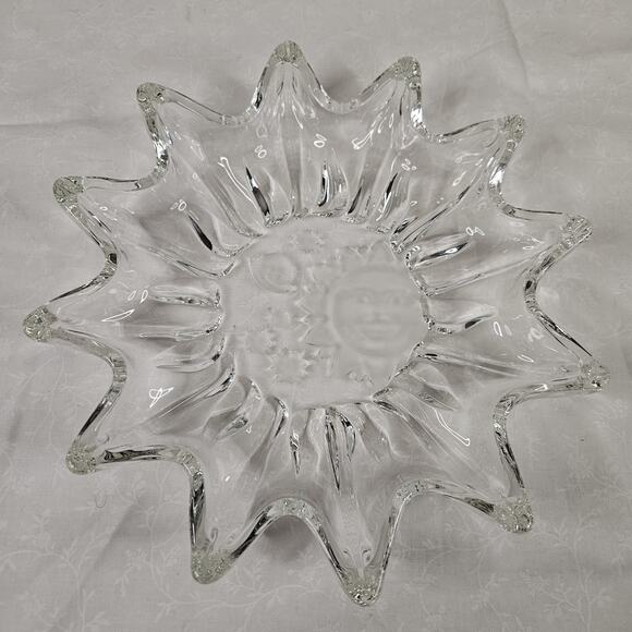 Vintage Heavens Gate Sun Moon Stars Glass Trinket Serving Dish Celestial - Picture 2 of 9